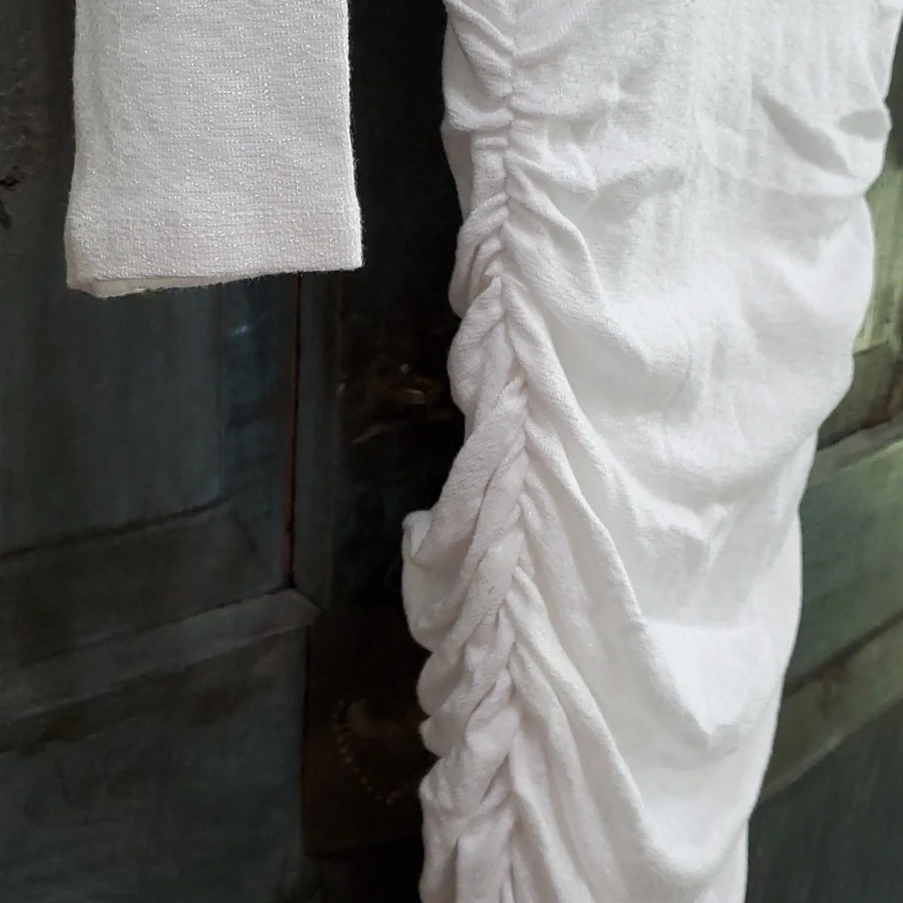 Michael Stars Ruched Bodycon Midi Dress in White, Size Small, NWOT - Picture 7 of 9